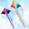 Yongjian latawiec latanie Rainbow Delta Delta dla dzieci dorosłych z latawcem 328 stóp łatwe do latania latawcem latawcem latanie Y240416