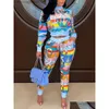 Women'S Two Piece Pants Womens Lw Womenwork Pieces Mixed Print Dstring Tracksuit Set Long Sleeve Crop Top Lace Up Waist 2Pc Matching Dhknm