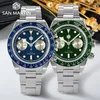 Armbandsur San Martin Watch Mens 40mm Panda BB Chronograph Sports Fashion Style ST1901 Manual Mechanical Sapphire Waterproof 100m BGW-9