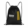 Urodził się, aby Fly Captain Stripes Packpack Plecak Sports Torba dla mężczyzn Kobiety Pilot Air Fighter Training Sackpack P4xu#