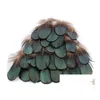 Feathers Wholesale Diy Craft Green Copper Chicken Verdigris Natural Pro Cleaning Jewelry Bag Necklace Headband 47Cm Drop Delivery Of Dhutp