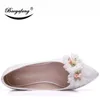 Casual Shoes Bao Ya Fang Women's Bridal Lace Floret Fashion Flat-soled Bridesmaid Dress Pure Color Single