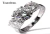 Transgems 14K White Gold 5CTW Center 3CT 9 mm en 1CT 65mm F Color Moissanite Three Stone Moissanite verlovingsring voor vrouwen Y197274215