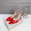 Women Heels Designer Sandals Classic London High Heel Slingback Pump Luksusowe damskie buty z kryształowymi paskami zjeżdżalnia sztyletowe szpilki sandał przyjęcia