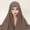 Arrivo etnico Arrivo istantaneo hijab chiffon musulmano con capsimone da donna con cabina con cofano a scialle lungo jersey sottovalutato