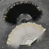 Figurines décoratines Gothic Pling Hand Fan - Feather Lolita Vintage Fans Handhed Handmade Art Art For Women Party Birthday