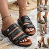 Zapatillas moda mujeres de verano cuñas sólidas deslizamiento transpirable en sandalias de punta abierta cómodas zapatos de playa tierra 7