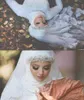 Luxury Muslim Wedding Veils with Lace Appliqued Edge and Crystals One Layer Tulle Elbow Length Bridal Hijab Custom Made3355651