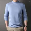 Mäns T -skjortor 2024 Höst- och vinterlång ärmskjorta för män Solid Color Casual Man Underwear High Quality Thermal Marm Pullover