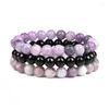 Brin 3pcs / ensemble couples Bracelet à distance 8 mm Stone Tiger Eye Agates Rose Quartz Perles Bracelets d'énergie Femmes Men Bijoux Cadeau