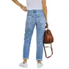 Jeans femminile donne pantaloni in denim caviglia sfilacciate etegne etese gamba dritta strappata fidanzata y2k streetwear femminile abbigliamento quotidiano