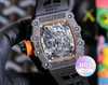 Tasarımcı Lüks Erkek Süper Mekanik Bilek Saatleri RM50-03 Business Leisure Karbon Fiber Kılıf Kılıfı Erkek Tasarımcı Şaşırtıcı Yüksek Kaliteli Stil