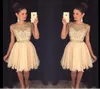 Homecoming Dresses Lace Applique Crystal Beading Short Graduation Dress With Jewel Neck Zip Back Short Length Formal Party Ball Go5858652
