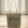 Evening Bags 2024 New Letter Woven Bag Single Shoulder Beach Straw Bag Simple And Generous T240416