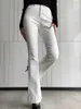 Kvinnors jeans sex hög midja vita flare byxor undertone enkel avslappnad stretch smal full längd för kvinnor - Forgunroses