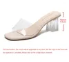 Hausschuhe Sandalen PVC Jelly Kristall klar transparente weibliche Schuhe mittlere Heels bequeme Frauen MODE MULES RIDES