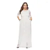 Casual Dresses 2024 European And American Plus Size Women's Lace Pocket Evening Bridesmaid Dress