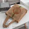 Totas Bolso de hombro de moda Bag de playa portátil Gran capacidad Internet Celebrador Bolso tejido Bolso de hierba tejida Equipos para mujer T240416