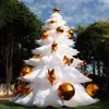 10mH (33ft) with blower LED Lighted Lage White Inflatable Christmas Tree With Golden Balls Holiday Ornaments Balloon For Outside Night Show