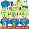 Brasils 2024 Copa America Cup Soccer Jerseys Camiseta de Futbol Paqueta Raphinha Camisa de futebol Maillot Marquins Vini Jr Brasil Richarlison Men, garotos da mulher Neymar