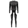 Women's Swimwear Womens Lingerie Cutout Open Crotch Bodysuit Wet Look Patent Leather Zipper Jumpsuit Long Sleeve Crotchless Catsuit Sexy