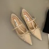 Sapatos casuais suojialun 2024 outono mulheres moda plana pontual dedo dedo raso raso no vestido feminino elegante bailarinas mole Mary Jane