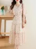 Vestidos de festa Floral Chiffon Chiff Ruffled Ruffled Casual Beach Dress for Women Summer Short Manga Prom Robe 2024 Coreano Elegante Midi