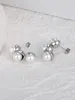 Studörhängen yikln elegant runda imitation pärlor geometriska för kvinnor rostfritt stål smycken metall silver färg piercing ye23123