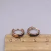 Dangle Earrings Real Pure 18K Rose Gold Hoop Women Lucky Enamel Black Hollow Circle 1.21g