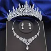 Crystal Bridal Jewelry Sets Women Tiaras Earrings Choker Necklace Wedding Dress Bride Crown Jewelry Set Costume Accessory 240410