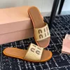 Top quality summer Lympia slides women's Raffia weave slipper letter logo sandals flat Beach shoes Luxury designer slides for womens Vacation flat shoes With box35-42