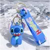 Cartoon de joias Animação fofa Blue Dragon Keychain Backpack Acessórios para anel de chaves MTI Cores Drop Dripção bebês crianças maternidade otlxf