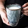 Tassen Nordischer Stil Retro Keramik Becher großer Kapazität Kaffee mit Löffel Liebhaber Teemilch Tasse kreatives Jubiläumsgeschenk
