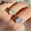 Pierścienie klastra Pansysen 925 Sterling Srebrny 4CT Radiant Cut wysoko węglowy Diamond Pierdzieżę zaręczynową 18K Gold PlATE BINEGRY Prezenty