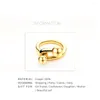 Anillos de clúster punk línea simple bola doble anillo de color dorado joyería de moda alto polaco de 18k regalo chic para mujeres.