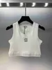 女性戦車キャミスサマータンクトップ女性デザイナーファッションニットノースリーブベスト刺繍織りバンドシャツl49