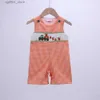 Rompers New Boutique Baby Boys Clothes Smock Romper Hand Motorcycle Embroidery Infant Clothes Beautiful Lattice Jumpsuit 0-3T For Boy L410