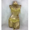 Bühne Wear Birthday Gift Belly Dance Kostüm 3pcs Set BH Belt Frauen sexy Party -Outfit Perfect Justice Club Dancewear