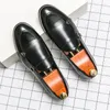 Dress Shoes Designer Black Brown Monk Strap Patent Leather For Men Casual Loafers Business Formal Footwear Zapatos Hombre