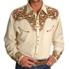 Chemises habillées pour hommes hommes occidentaux lâches imprimées vintage à manches longues à manches longues décontractées bouton de chemisier de chemise