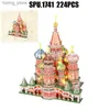3Dパズル224PCS世界的に有名な建築聖バジルズ大聖堂LED 3DペーパーモーダルパズルおもちゃY240415
