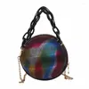 Axelväskor 2024 Summer Spoof Designer Round Handväskor Fashion Female Ins Women Crossbody Pures Acrylic Chains Party Clutch Bolsas