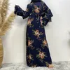 Vêtements ethniques musulmans de grande taille de la taille arabe Dubaï Dubaï Femme Islamique Robe robe saoudie Malaisie à manches longues élégantes