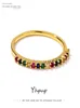 Yhpup Fashion Brand Rainbow Multicolor Women Ring Copper Europe and America Jewelry for Girl Female Wedding Girlfriend Gift New Q7026847