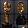 Arts And Crafts Accessories For Home Decoration Silence Is Gold Statue Of Human Face Scpture Abstract African 210827 Drop Delivery Gar Otgxy