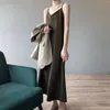 الفساتين غير الرسمية للسيدات الحريرية للتنورة الربيع الصيفية فستان ساتان طويل فيديدو دي موجر فيم رداء