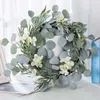 Decoratieve bloemen AT35 17 inch eucalyptus groene krans veerdeur boerderij slinger plastic voor bruiloft muur