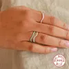 Cluster Rings 925 Sterling Silver Zircon Wave Shaped Ring Engagement Party Creative Minimalist Jewelry 2024 Trend Elegant Accessories