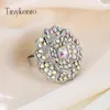 Klusterringar 2024 Fashion Noble Elegant Charm Flower Ab Rhinestone Ring Gift