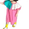 Девушка платья для девочек платье лотос лист воротник сладкий короткий рука
